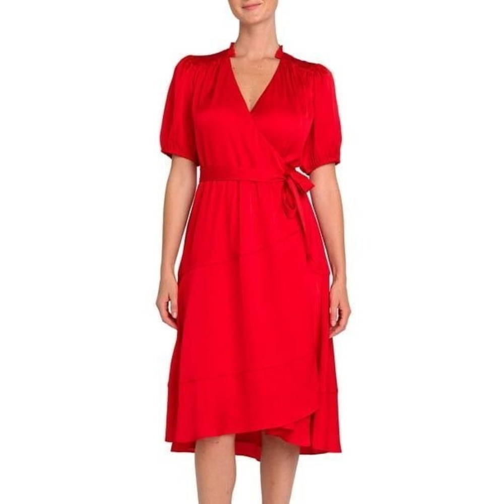 NWT Draper James Wrap Midi Dress w/Puff Sleeves, Size M